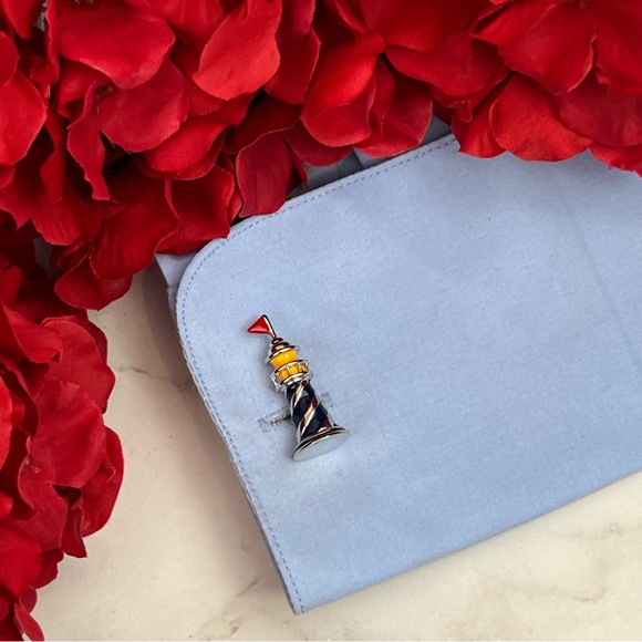 Handsome Blue and Silver 3D Lighthouse Cufflinks - Picture 11 of 16